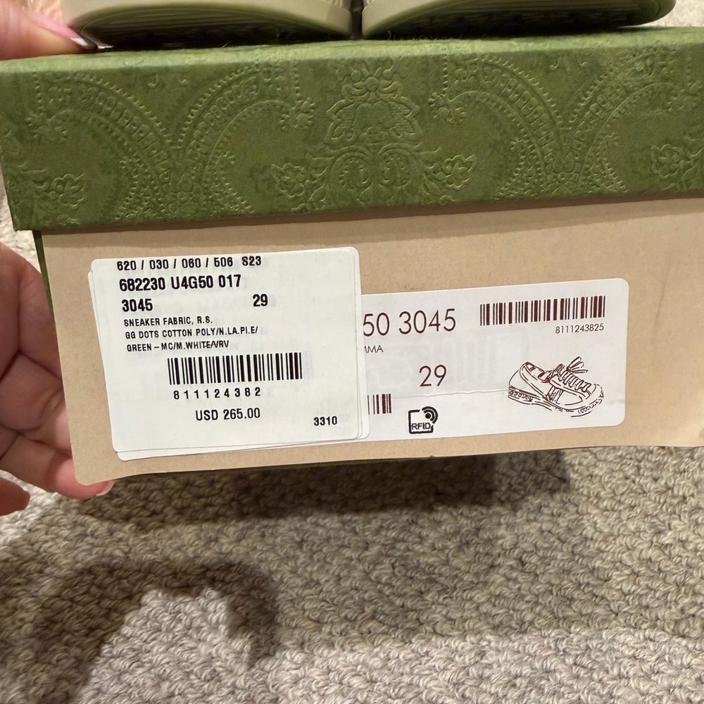 Gucci Kids Green Canvas Sneakers Size 29 - Picture 5 of 7